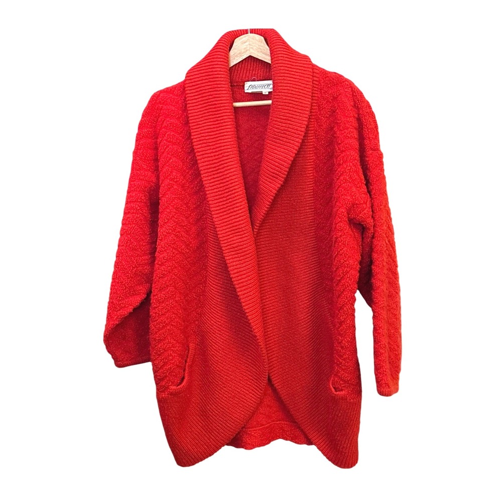 Vintage Sideffects Red Shawl Collar Cocoon Cardigan Side Hong Kong Sweater
